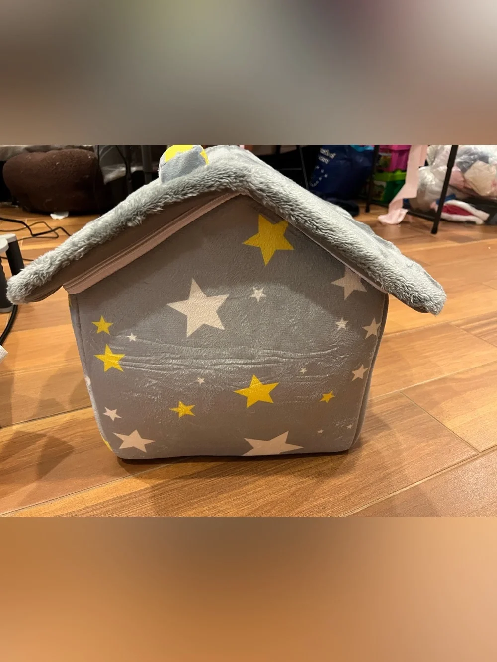 Gray Plush Pet House with Trim - Cozy Indoor Dog Bed